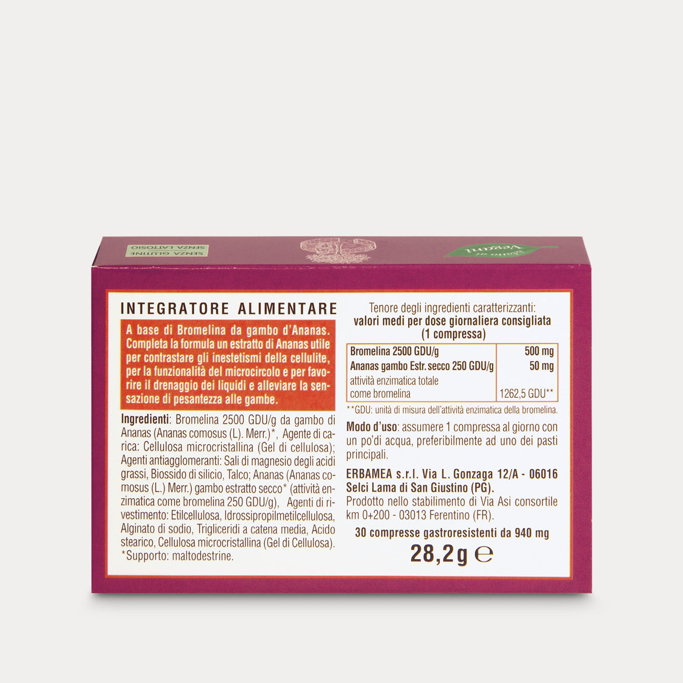 Bromelina 500 mg 30 Compresse Gastroresistenti – Erbamea — vista 2