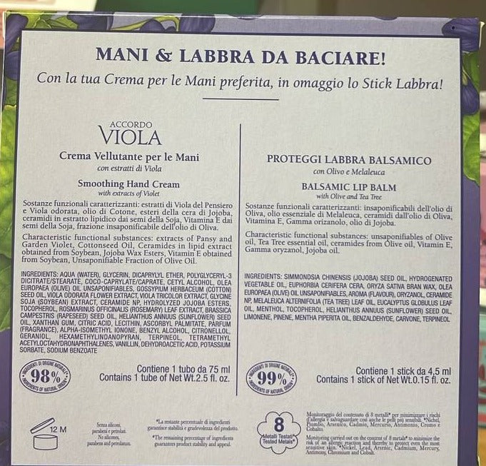 Retro confezione con ingredienti